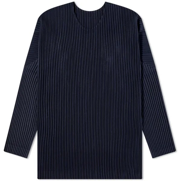 Футболка Homme Plissé Issey Miyake Pleated Long Sleeve, темно-синий