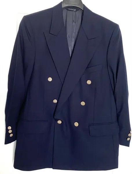 Темно-синий двубортный пиджак на пуговицах с логотипом BURBERRYS Prorsum, пиджак, пиджак 44 54
