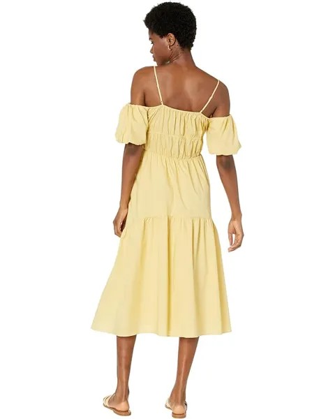 Платье Vince Draped Puff Sleeve Tiered Dress, цвет Warm Sand