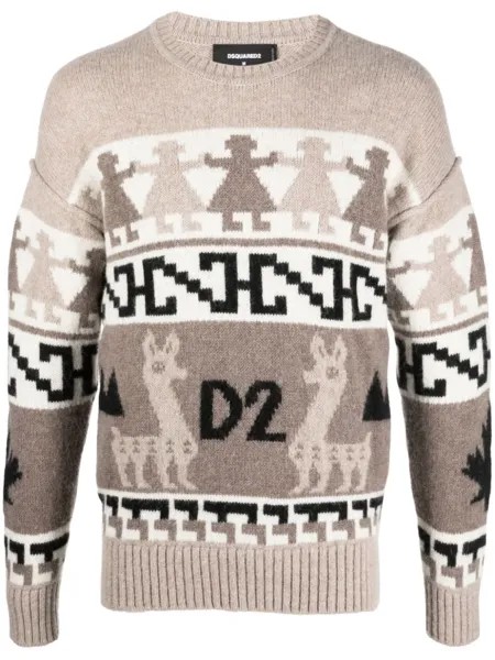 Dsquared2 жаккардовый джемпер, нейтральный цвет