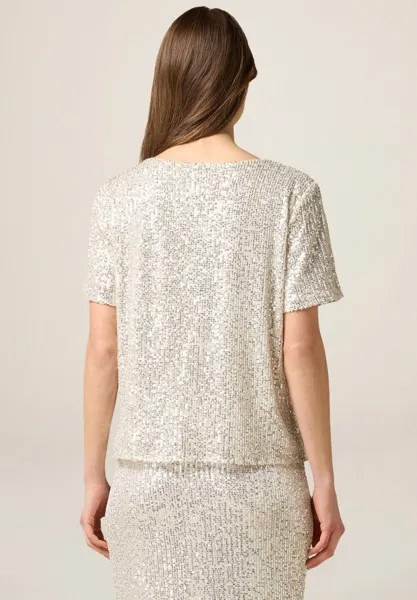 Блузка Maniche Corte In Paillettes Oltre, слоновая кость