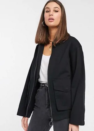 Черная хлопковая куртка с карманами ASOS DESIGN Tall-Черный цвет