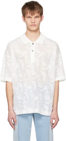 Белая футболка-поло с фениксом Feng Chen Wang