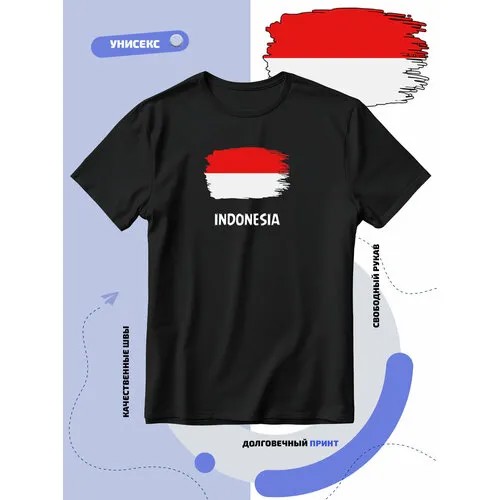 Футболка с флагом Индонезии-Indonesia, размер XL, черный