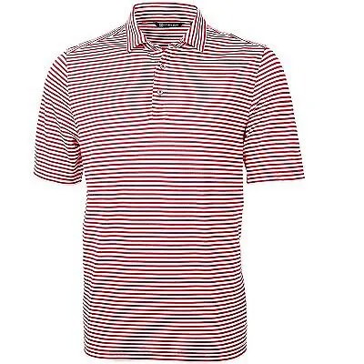 Мужская рубашка-поло из переработанного материала Cutter - Buck Virtue Eco Pique Stripe - Красный - M