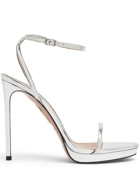Aquazzura босоножки Olie Plateau 115, серебристый