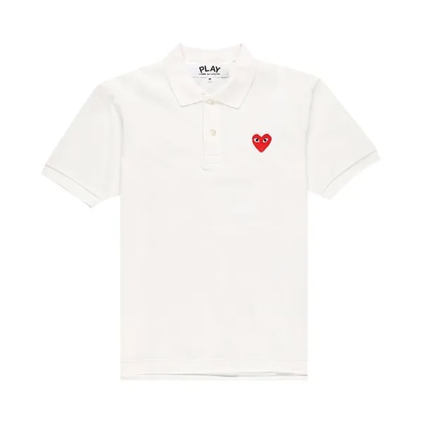 Рубашка Comme des Garçons Short-Sleeve Play Polo Shirt With Red Heart 'White', белый