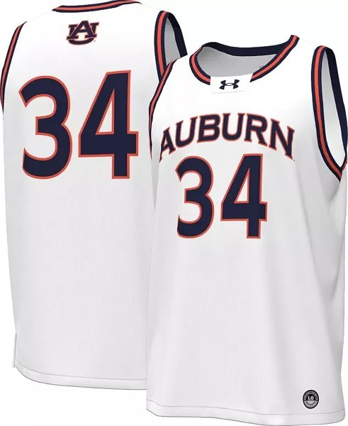 Мужская белая баскетбольная майка Under Armour Auburn Tigers #34