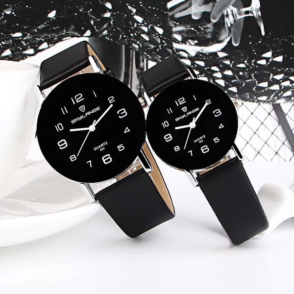 Женская мода Простые кожаные часы Часы Женское платье Повседневные аналоговые кварцевые наручные часы