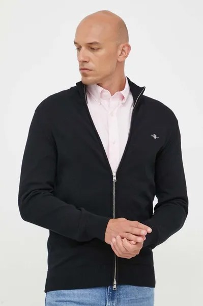 Хлопковый кардиган Gant, черный