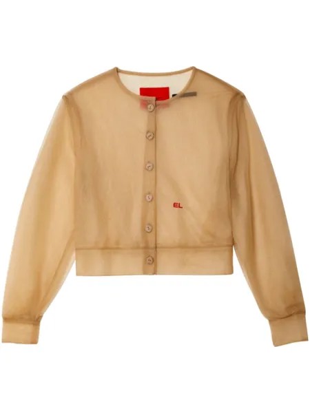 Eckhaus Latta укороченный полупрозрачный жакет, нейтральный цвет