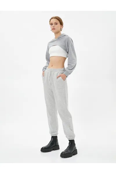 Спортивные штаны Jogger с завязкой на талии, хлопок Koton, серый