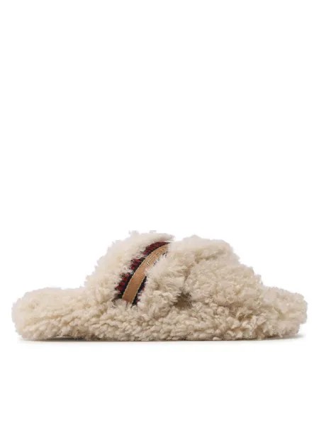 Домашние тапочки Sherpa Fur Home Slippers Strap Tommy Hilfiger, бежевый