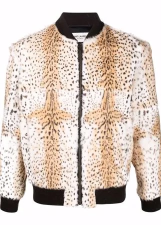 Saint Laurent бомбер с анималистичным принтом