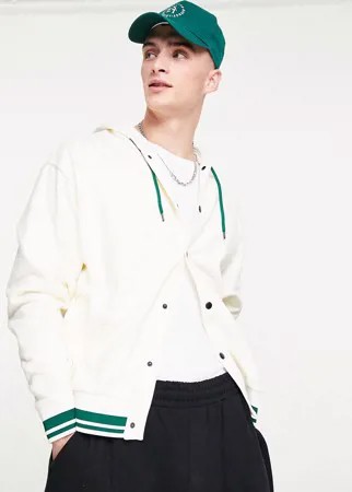 Белая трикотажная oversized-куртка Харрингтон с капюшоном ASOS DESIGN-Белый
