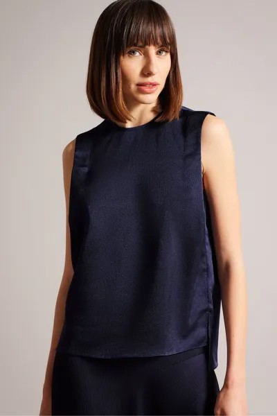 Jamihla Hammered синяя атласная блузка Ted Baker, синий