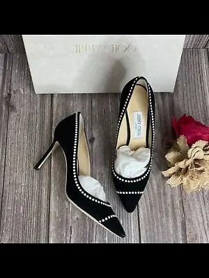 JIMMY CHOO Женские черные кожаные туфли-лодочки Romy с острым носком на шпильках без шнуровки 39,5
