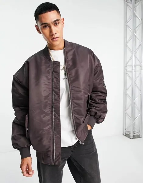 Коричневый оверсайз-бомбер с карманами MA1 ASOS