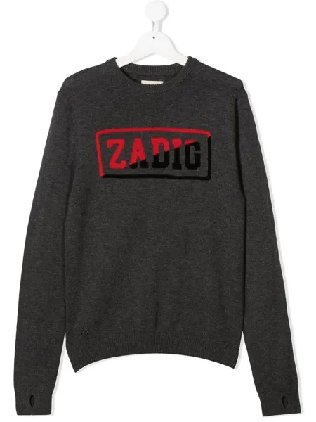 Zadig & Voltaire Kids джемпер с логотипом вязки интарсия
