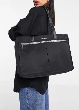 Черная сумка-тоут с логотипом на тесьме Steve Madden Zippaa-Черный