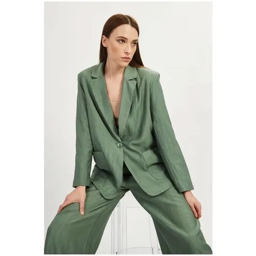 Пиджак Baon, силуэт прямой, размер 52, зеленый