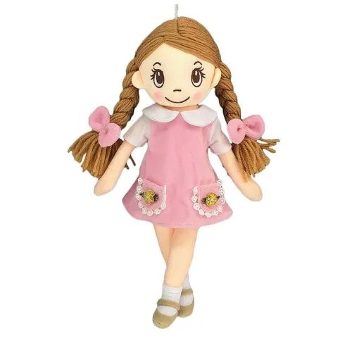 Кукла ABtoys Мягкое сердце, мягконабивная в розовом платье с косичками, 30 см