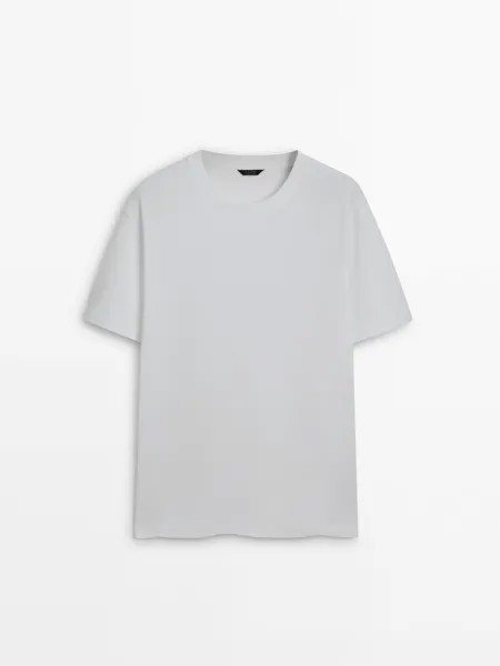 Футболка с короткими рукавами и круглым вырезом Massimo Dutti, белый