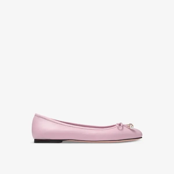 Кожаные балетки Elme с бантом Jimmy Choo, розовый