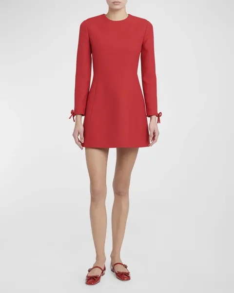 Шерстяное мини-платье с бантом Valentino Garavani, цвет Red