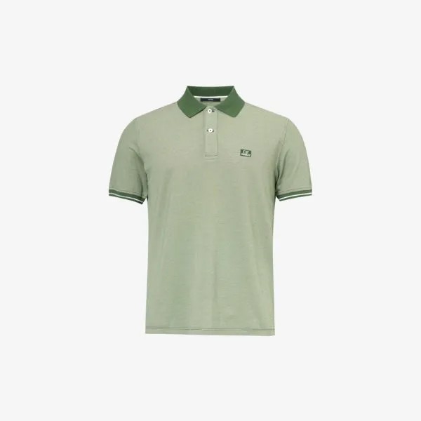 Рубашка-поло из смесового хлопка с фирменной вышивкой Cp Company, зеленый