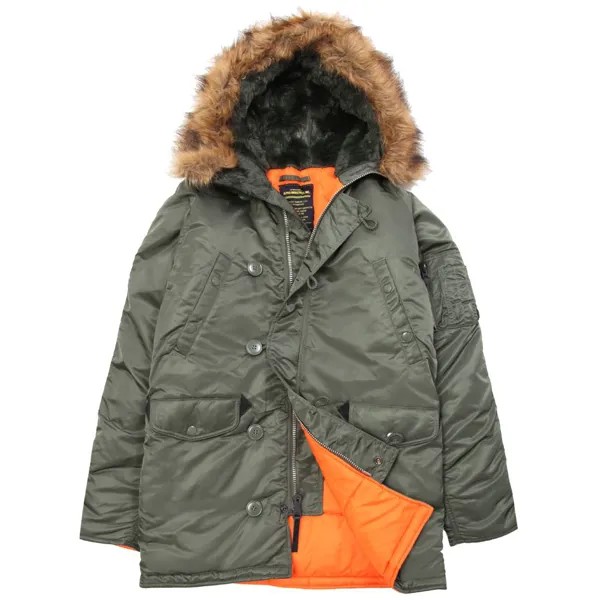 Куртка аляска Alpha Industries Slim Fit N-3B Parka, зеленая 3XL