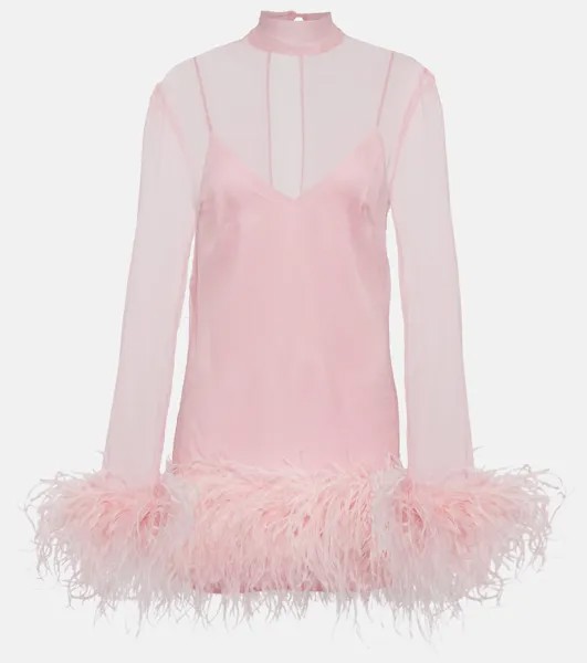 Мини-платье с перьями TALLER MARMO, розовый