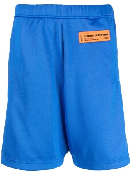 Heron Preston спортивные шорты с нашивкой-логотипом, синий
