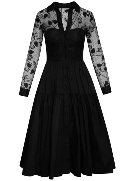 Кружевное платье миди Morning Glory Oscar de la Renta, черный