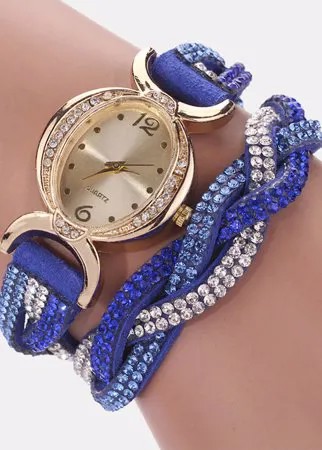 Модные кварцевые наручные часы Colorful Кожаный ремешок со стразами Причинный браслет Watch для Женское