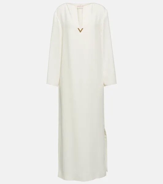 Платье макси из шелкового кади VALENTINO, белый