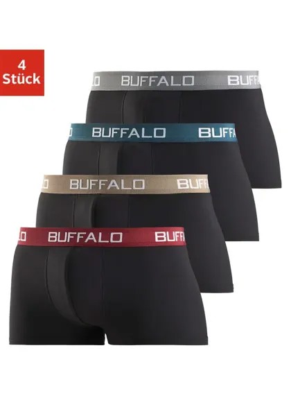 Боксеры Buffalo (4 шт.) хипстерской формы с контрастным поясом, черный