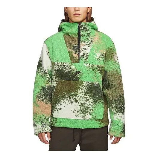 Куртка Nike Sportswear Sport Essentials Spray Dyeing Printing lamb's wool Hooded Jacket Light Green, зеленый