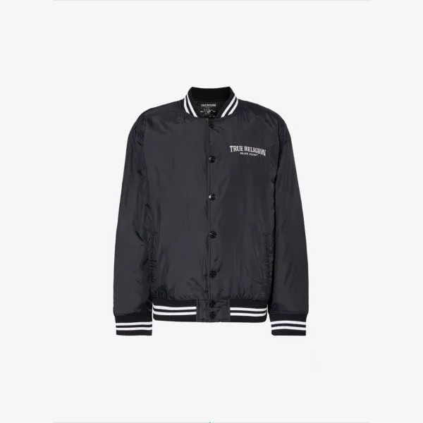 Бомбер свободного кроя arch с фирменной вышивкой True Religion, черный