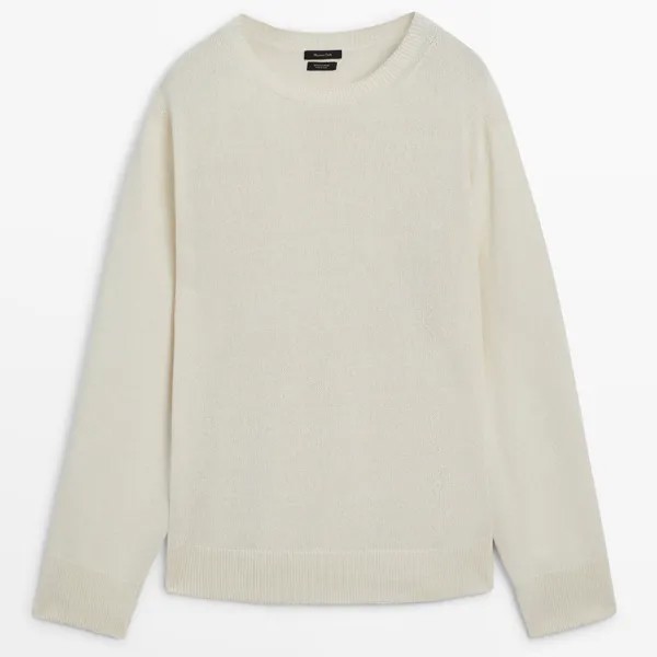 Джемпер Massimo Dutti Cotton Crew Neck, кремовый