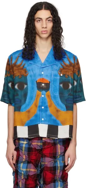 Синяя рубашка с аэрографией Charles Jeffrey Loverboy