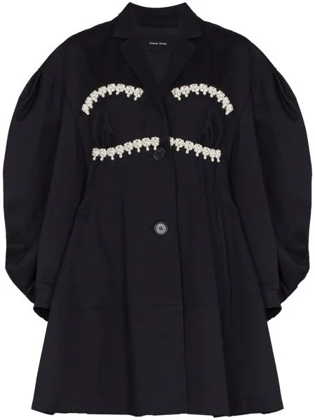 Simone Rocha однобортное пальто с искусственным жемчугом