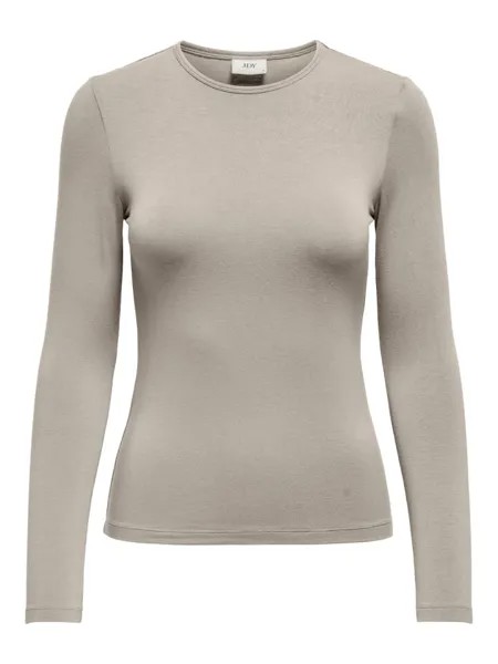 Футболка JACQUELINE de YONG Langarmshirt Slim Fit Rundhals Elegant, светло-серый