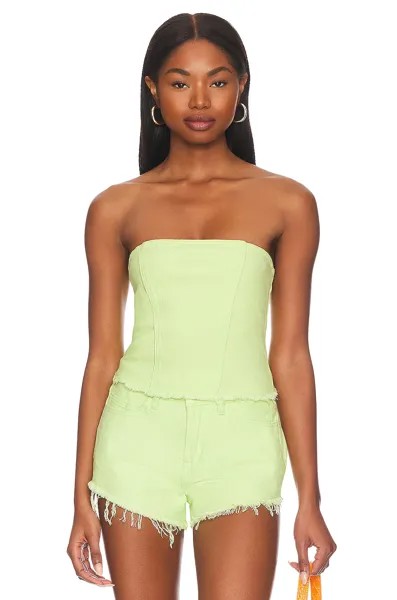 Топ superdown Domonique Strapless Denim, цвет Lime Green