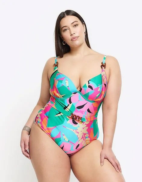 Фиолетовый текстурированный купальник River Island plus