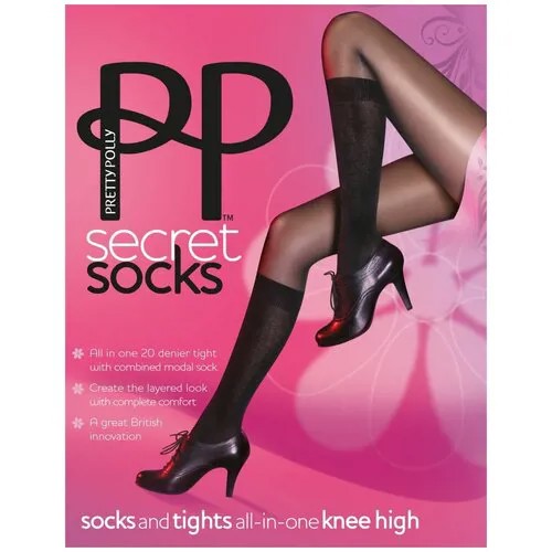 Колготки Pretty Polly Secret Socks Aqs8, 40 den, размер M-L, черный