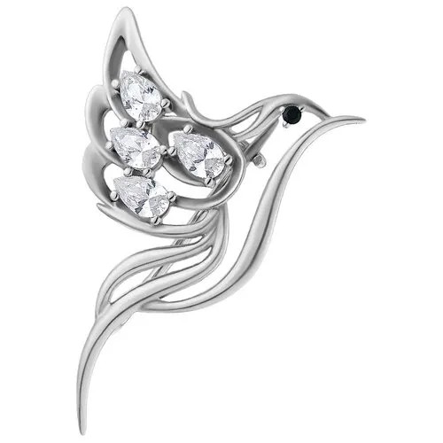 Брошь Ювелир Карат, серебро, 925 проба, фианит