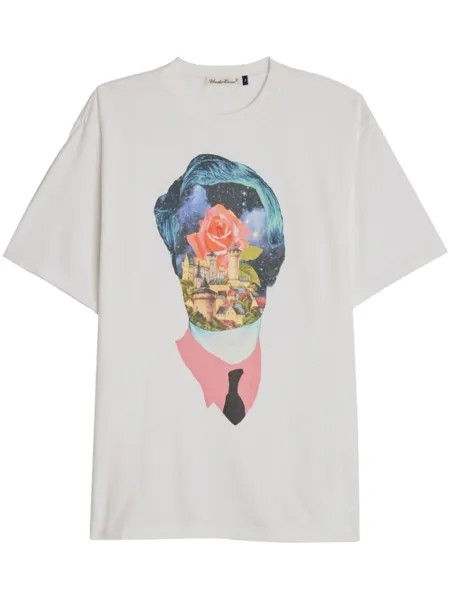 Undercover face-print cotton T-shirt, белый