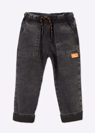 Чёрные утеплённые джинсы Straight для мальчика Gloria Jeans