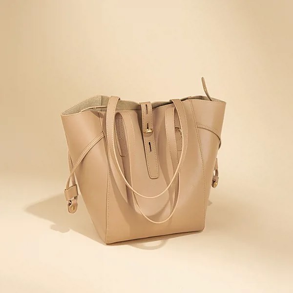 Новинка 2022, кожаная женская сумка, сумка на одно плечо, универсальная модная сумка-мешок, женская сумка абрикосового цвета
